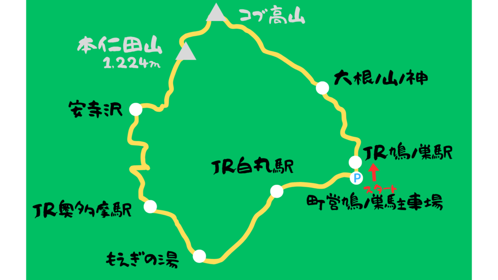 本仁田山 登山地図