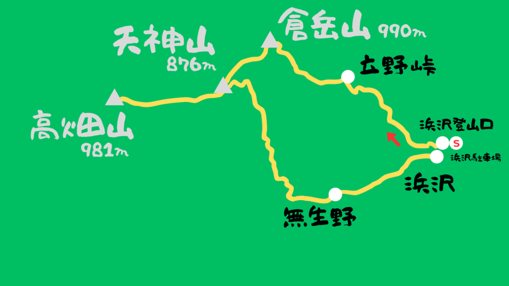 倉岳山 登山地図