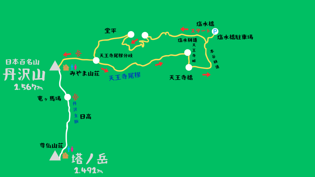 丹沢山 登山地図