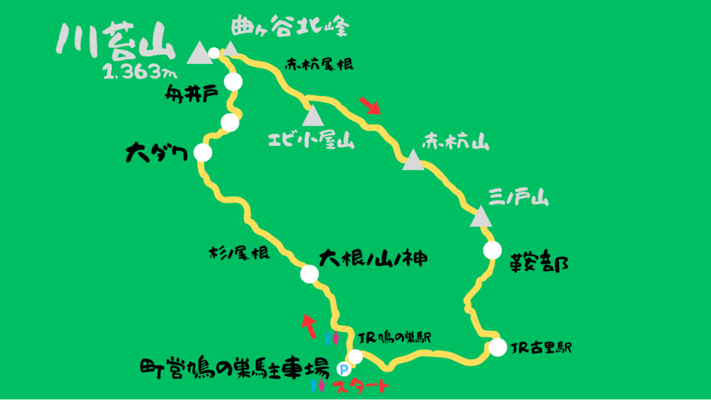 川苔山 登山地図