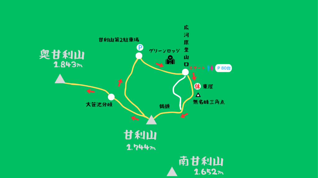 甘利山 登山地図