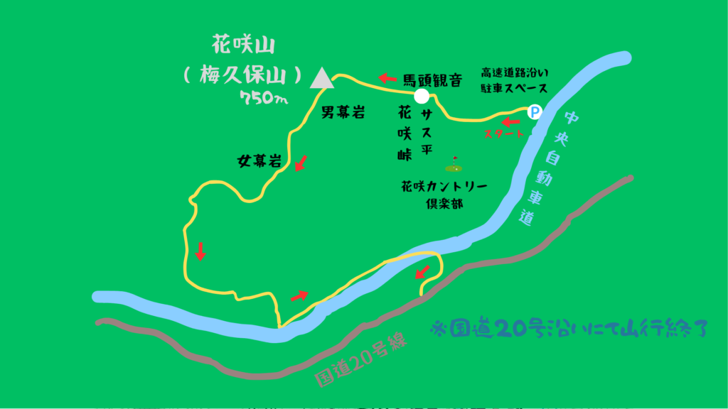 花咲山 登山地図