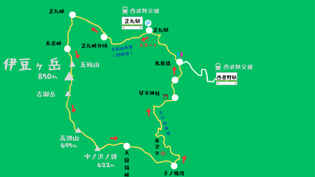 伊豆ヶ岳 登山地図
