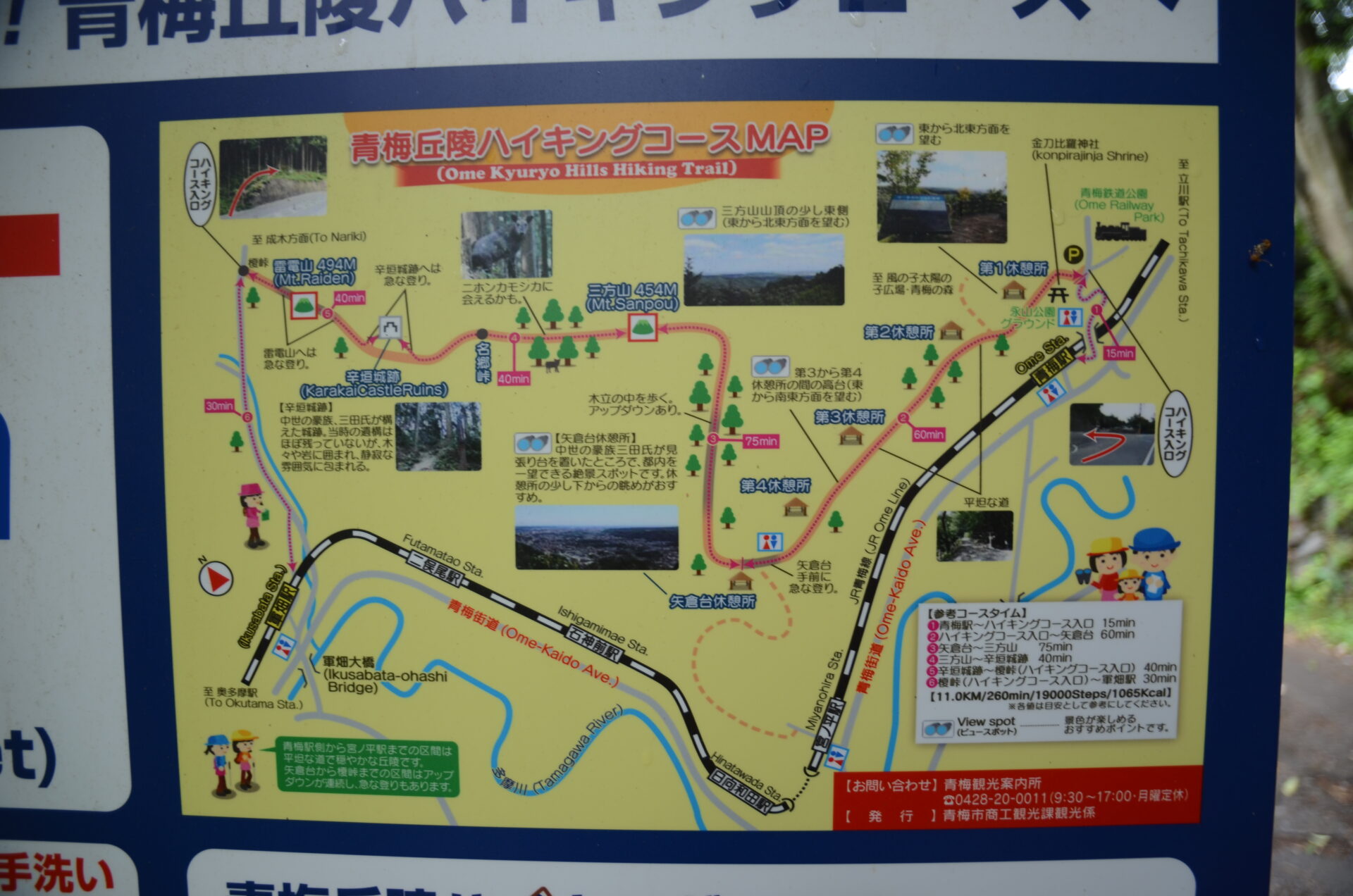 青梅丘陵ハイキングコース MAP