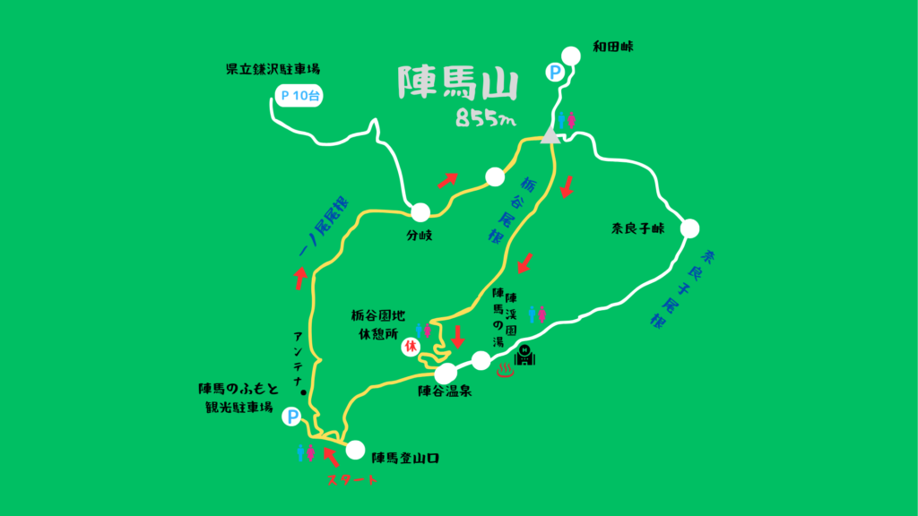 陣馬山 登山地図