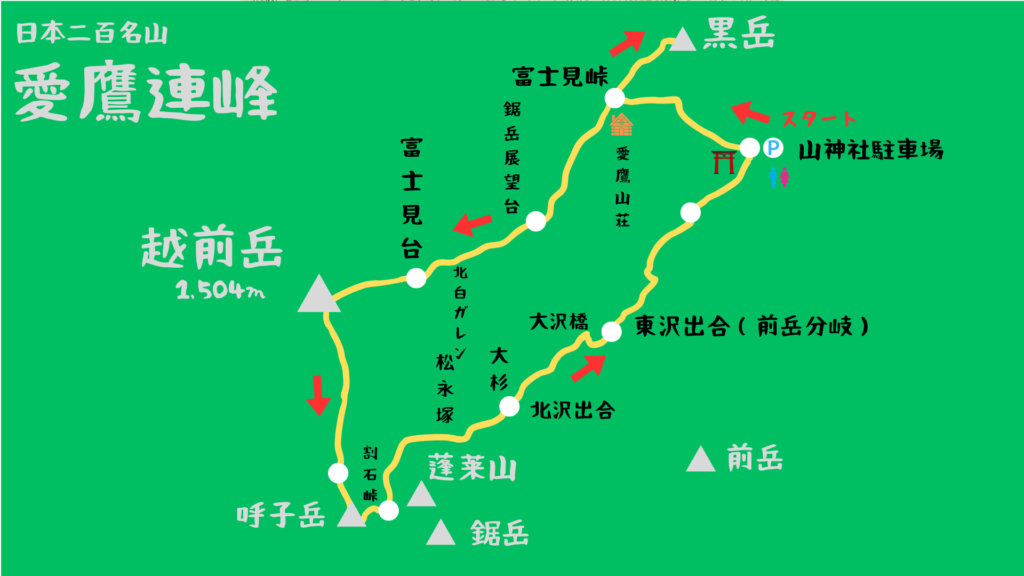 越前岳 登山地図