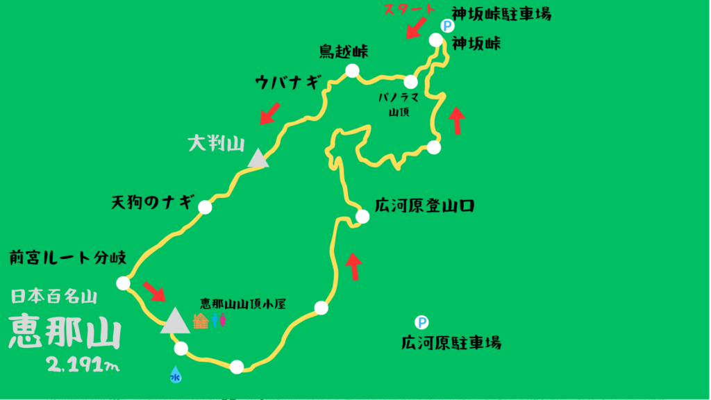 恵那山 登山地図