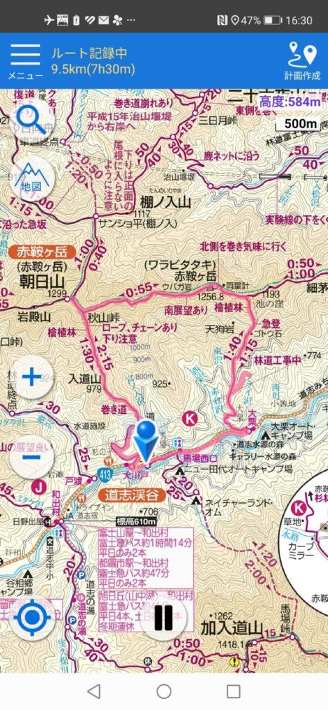 赤鞍ヶ岳 地図