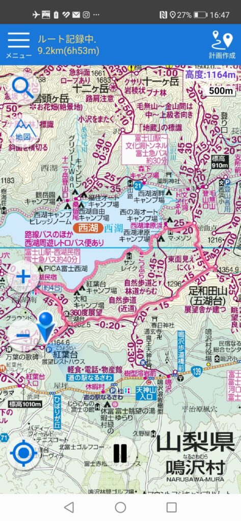 三湖台 足和田山 五湖台 地図