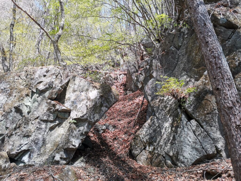登山道 巨岩