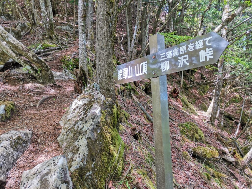 鈴庫山 山頂 道標