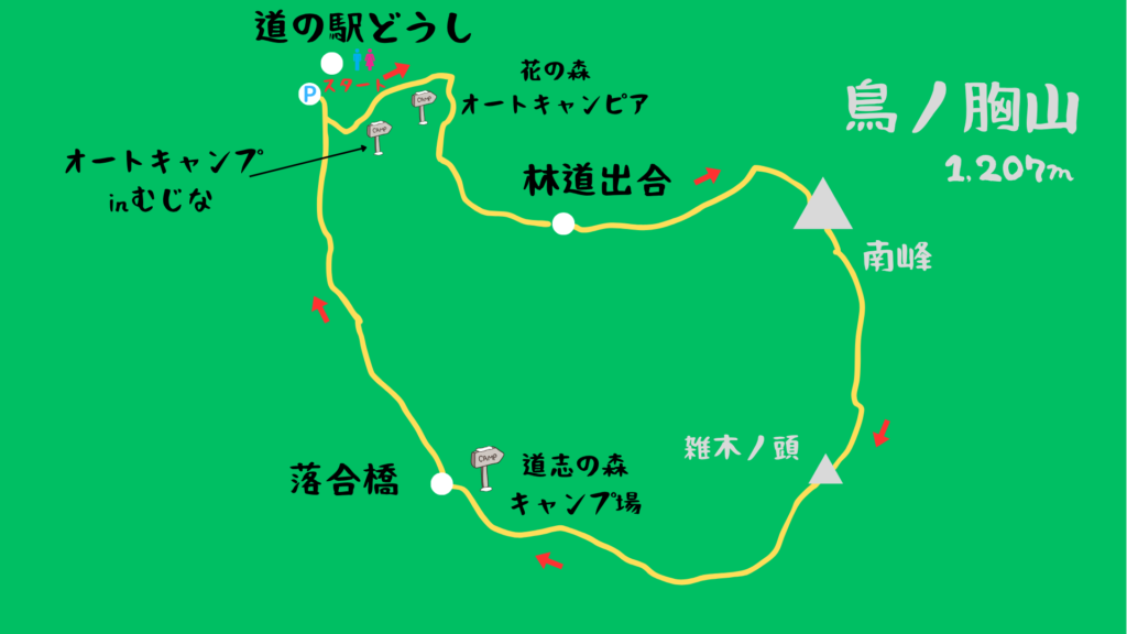 鳥ノ胸山 登山地図