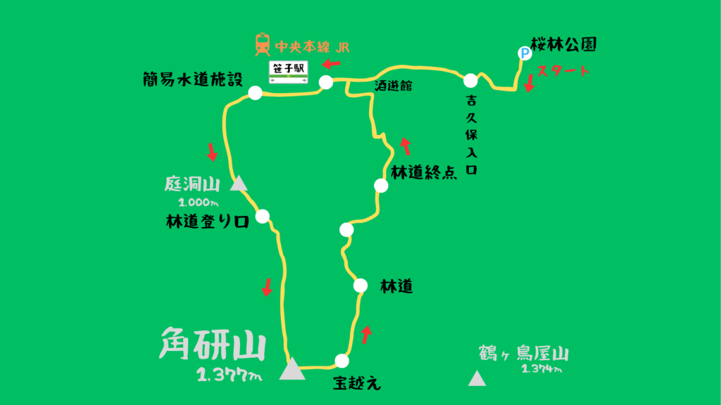 角研山 登山地図