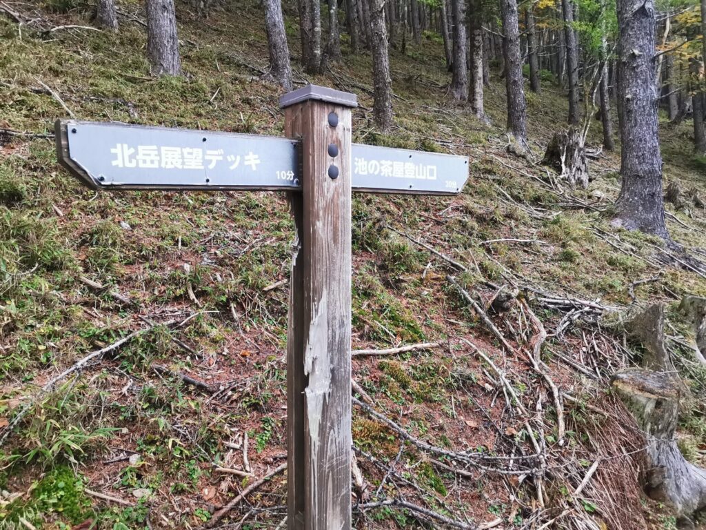 池の茶屋登山口 道標