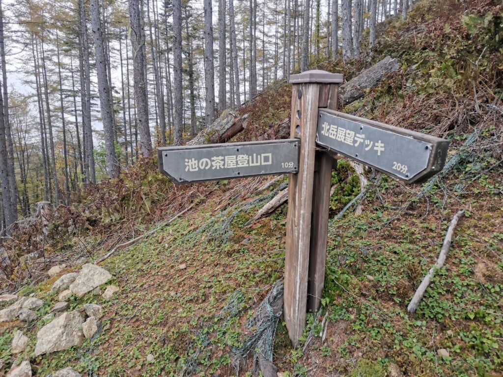 池の茶屋登山口 道標