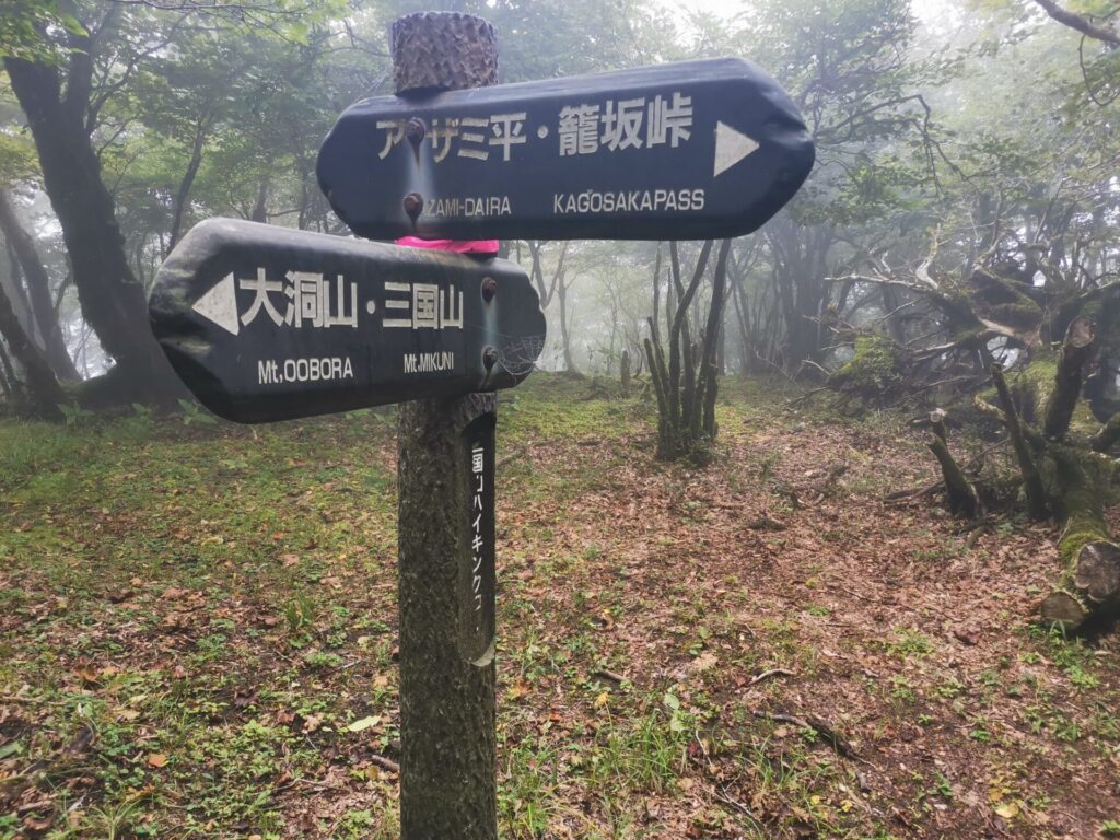 アザミ平 篭坂峠 道標