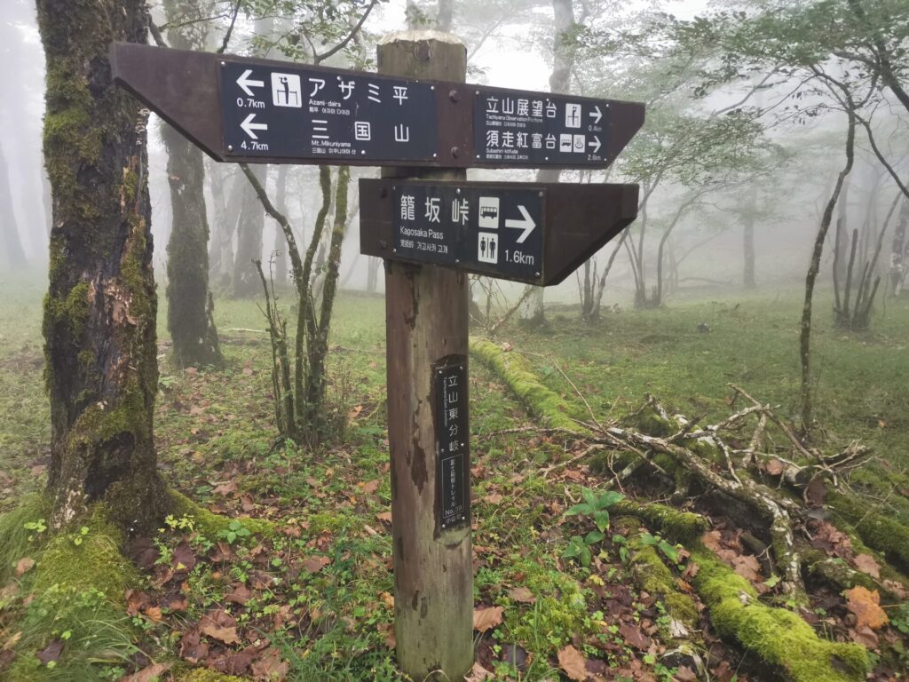 立山東分岐 道標