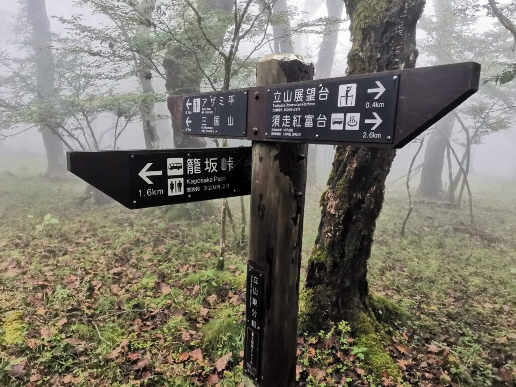 立山東分岐 道標