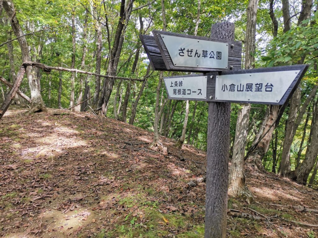 上条峠 尾根道コース 道標