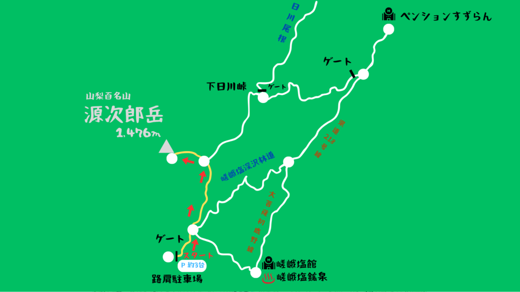 源次郎岳 登山地図