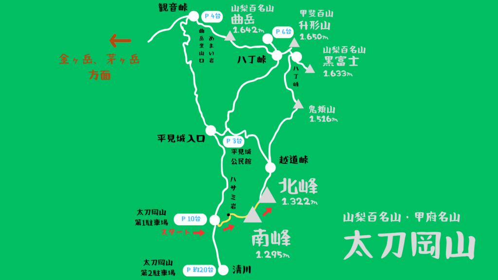 太刀岡山 登山地図
