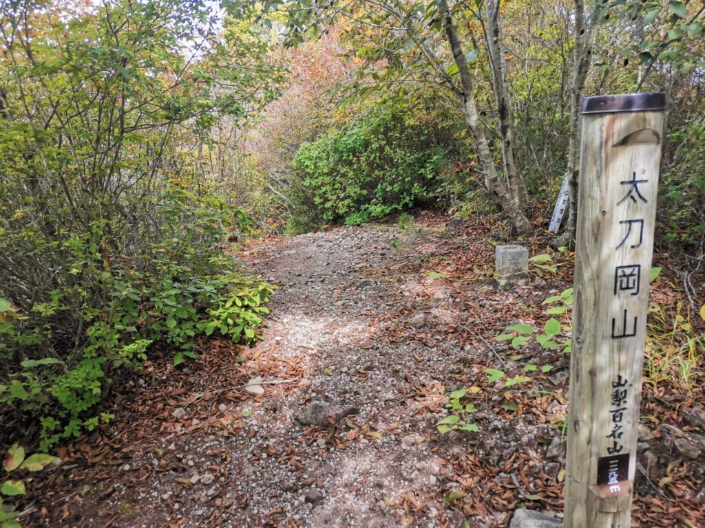 太刀岡山 山梨百名山 標柱