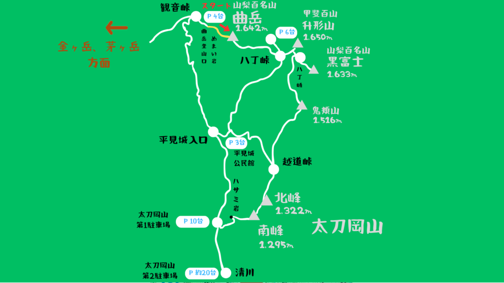 曲岳 登山地図