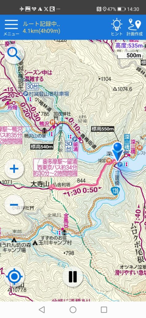 大寺山 登山地図
