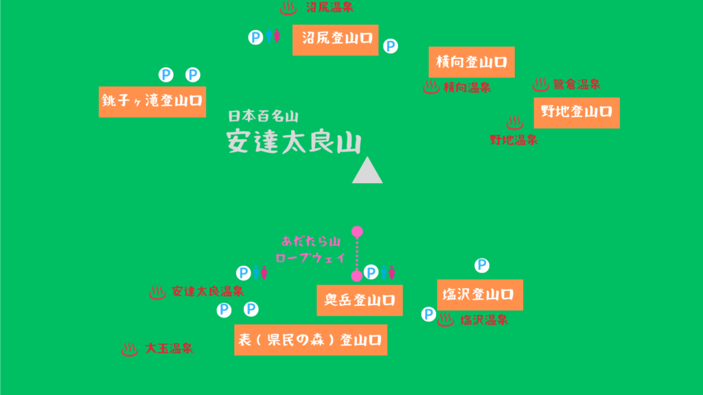 安達太良山 登山口 地図
