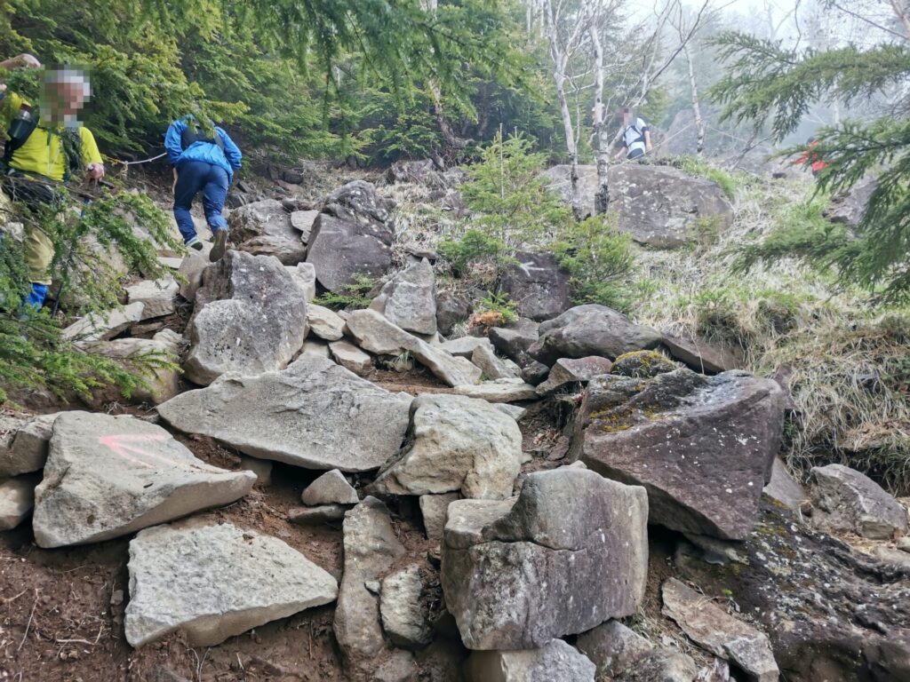 登山道 岩