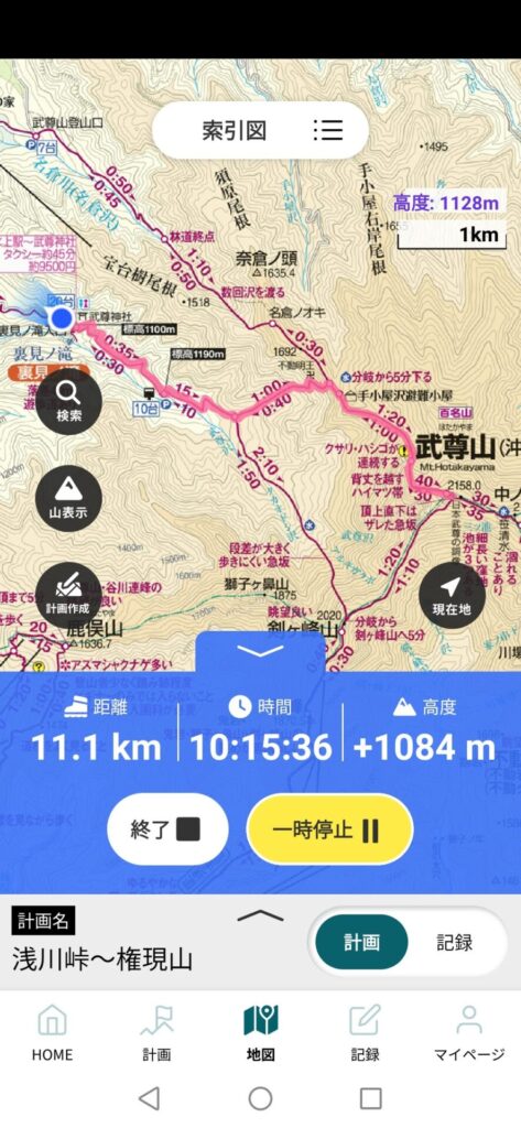 武尊山 登山地図