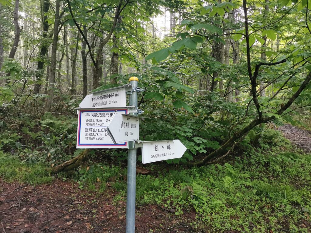 剣ヶ峰山分岐 道標