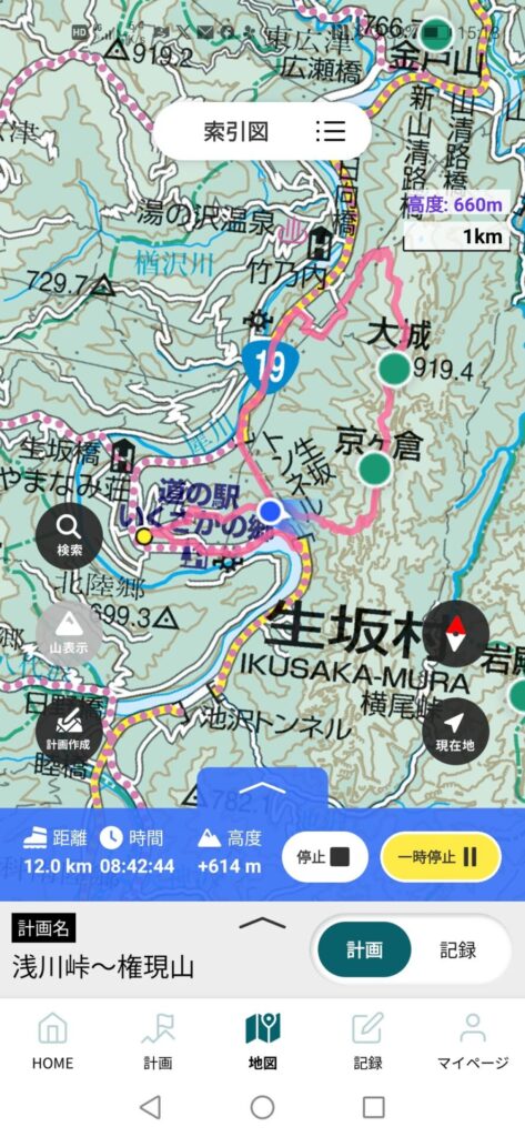 京ヶ倉 登山地図