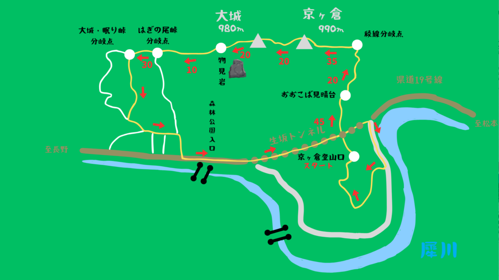 京ヶ倉 登山地図