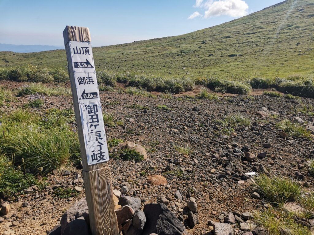 御田ヶ原分岐 道標
